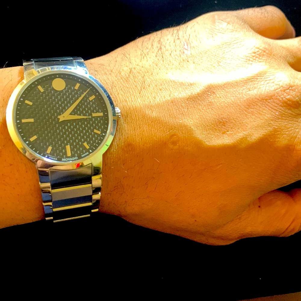 Movado gravity carbon fiber face